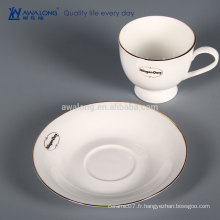 Bonne vente de tasse de café réutilisable fine en ossée en Chine, coupe de café et jeu de soucoupe